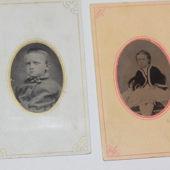 Antique Victorian 1800s Era Tintype Tin Type Photograph Photos CHILDREN Lot of 6 - Picture 4 of 6